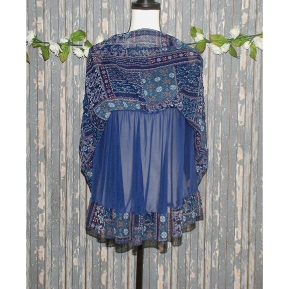 Altar'd State Crochet Blue Patchwork Sleeveless Blouse Top Size XS Flowy - Picture 5 of 11